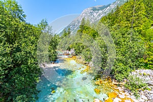 Clear water of Soca River at Small Soca Gorge