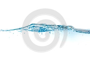 Clear water waves. Water  blue wave splash isolated on white background