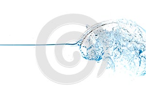 Clear water waves. Water wave  and air bubbles isolated over white background. Blue water wave abstract background isolated on