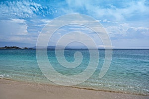 Clear water and white sand beach in Cies Islands photo