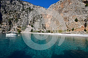 The clear waters of The Mediterranean from a bay in Greece