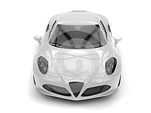 Clear white luxury sports car - top front view