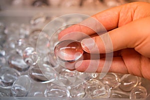 Clear White Rock Crystal QUARTZ Tumbled  in hand