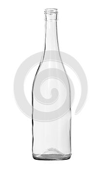 Clear Wine Bottle isolated white background clipping paths photo