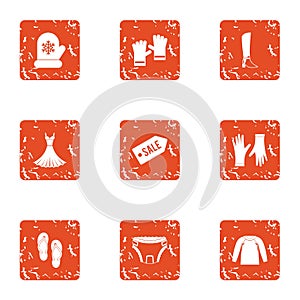 Clearance sale icons set, grunge style