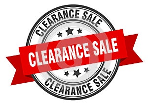 clearance sale label sign. round stamp. band. ribbon