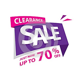 Clearance Sale purple pink 70 percent heading design for banner