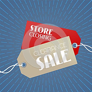 Clearance sale vector illustration, background with price tags