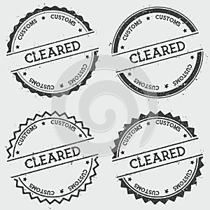 Cleared Customs insignia stamp isolated on white.
