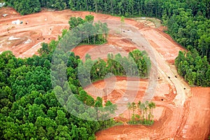 Clearing of land for housing development in Charlotte, North Carolina