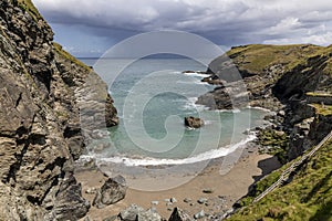 Clearing storm at Tintagel bay Cornwall