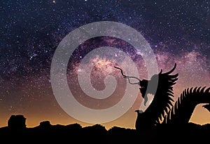 The clearly milky way and silhouette Dragon