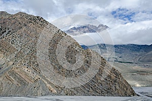 Clearly visible layered geological structure of Nepalese mountain