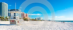 Clearwater beach with beautiful white sand in Florida USA