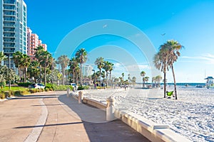 Clearwater beach with beautiful white sand in Florida USA