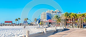 Clearwater beach with beautiful white sand in Florida USA