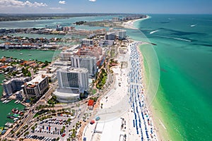 Clearwater Beach Florida. Florida beaches. Panorama of city. Spring or summer vacations.