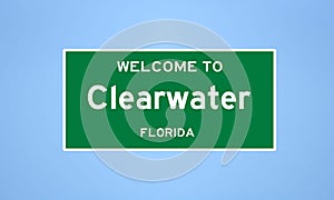 Clearwater, Florida city limit sign. Town sign from the USA.