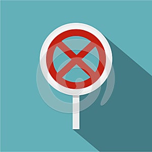 Clearway sign icon, flat style