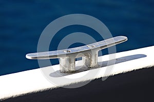 Cleat anchor point on a ship