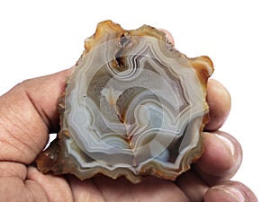 cleavage of crystal agate and white stripes from Sumatra, Indonesia and clear white