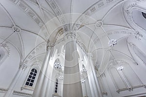 Clectic elements of the interior of a large choral Jewish synagogue