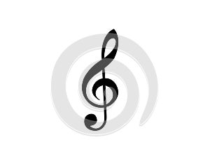 clef music note black design isolatede on white. icon vector illustration.
