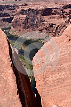 Cleft above Horseshoe Bend, revealing the Colorado River