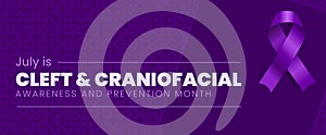 Cleft and Craniofacial Awareness Month. Observed in July. Vector banner.