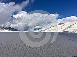 Clefts in the adamello glacier, italian Alps