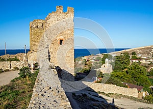 Clement`s Tower. Genoese fortress, city of Feodosia, Crimea