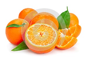 Clementine citrus fruit on white