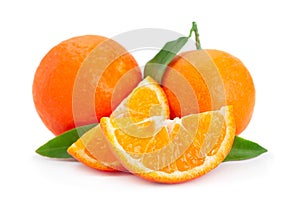 Clementine citrus fruit on white