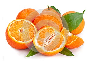 Clementine citrus fruit on white