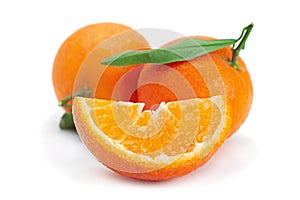 Clementine citrus fruit on white
