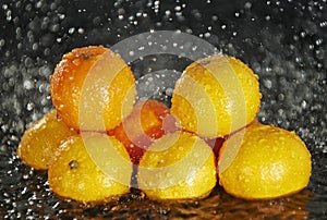 Clementines in rain