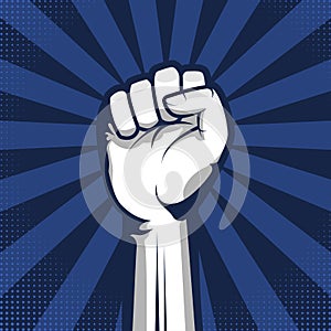 Clenched fist hand vector illustration. Revolution illustration for poster design