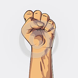 Clenched fist held high in protest
