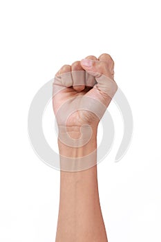 A clenched fist held high in protest