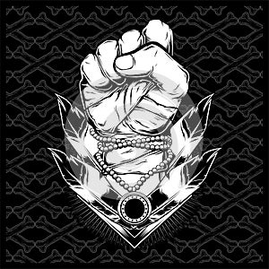 A clenched fist held high in protest - Vector photo