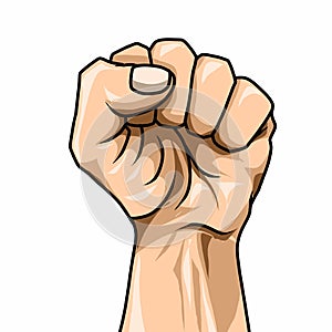 Clenched fist illustration on white background
