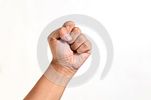 clenched fist isolated on a white background