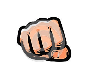 Clenched fist punching from front. Vector illustration