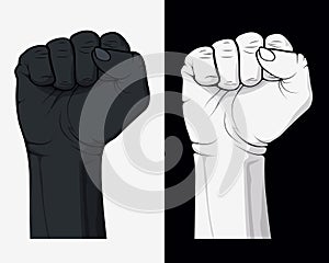 Clenched Fist. Symbol of Freedom, Revolution and Protest. Vector Hand Fist Sign
