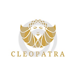 Cleopatra beautiful face logo design