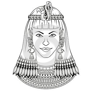 Cleopatra. Illustration of a sketch of the queen of Egypt