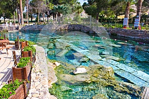 Cleopatra pool with termal water at Pamukkale, Turkey.