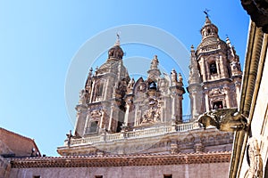 The ClerecÃ­a Church towers in Salamanca, Spain