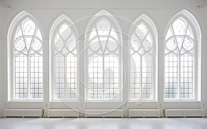 Clerestory Windows against a White Backdrop -Generative Ai