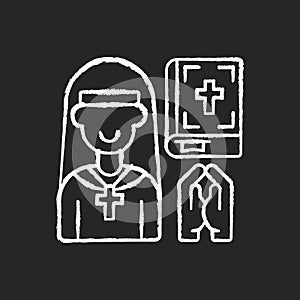 Clergy chalk white icon on black background
